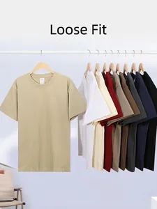 Close-up of colorful heavyweight 320g pure cotton loose fit dropped shoulder T-shirts.