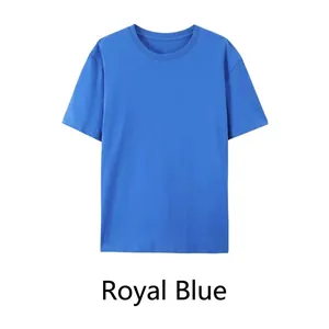 Comfortable loose fit 180g pure cotton men's short sleeve T-shirt in royal blue