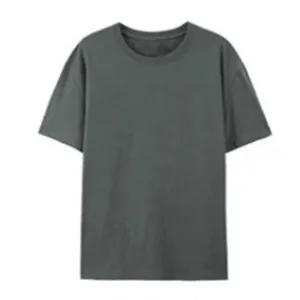 Classic dark grey men's 180g pure cotton T-shirt with a loose fit and short sleeves