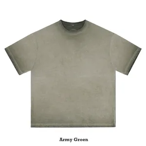 American vintage washed men's short sleeve t-shirt in army green with gradient effect