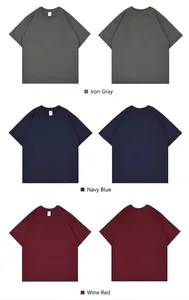 Oversized heavy 320g cotton drop shoulder t-shirts in grey, navy, and wine red