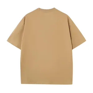 Back view of a plain khaki oversized 270g heavy double yarn cotton short sleeve t-shirt