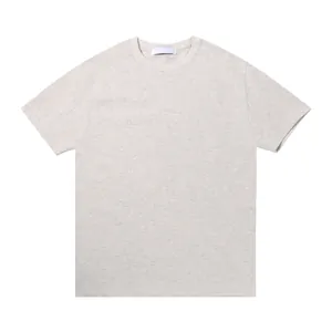 Close-up of a high-quality 330g heavy brushed cotton grey T-shirt with soft texture