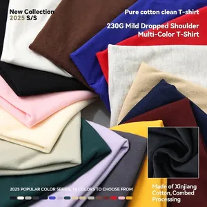 Heavyweight 230G 100% cotton drop shoulder blank T-shirt in 16 colors fan layout