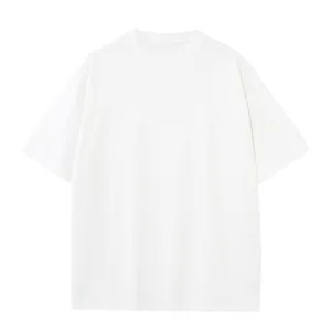 Heavyweight 270g white pure cotton crew neck t-shirt with drop shoulder oversized fit