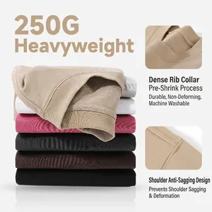 Premium 250g heavyweight cotton crew neck T-shirt featuring a durable ribbed collar