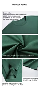 Close-up detail of 260g heavy cotton T-shirt fabric texture and reinforced stitching.