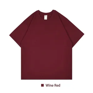 High quality 320g heavyweight pure cotton drop shoulder t-shirt in classic wine red