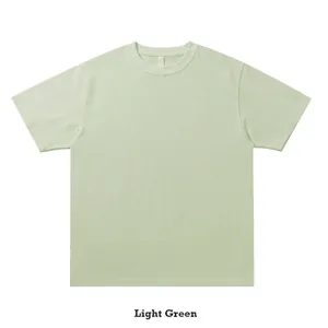 Heavyweight 330g pure cotton loose-fit men's t-shirt in soft light green