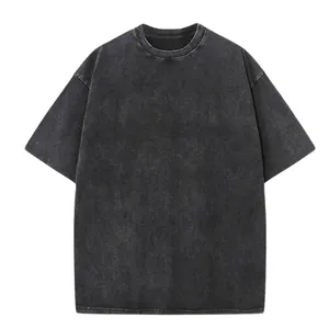 Heavyweight 250g vintage acid wash cotton crew neck T-shirt designed for custom printing