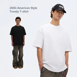 Heavyweight 260g cotton drop shoulder T-shirt in white and black