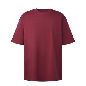 Premium 260g cotton burgundy oversized drop shoulder T-shirt with a clean finish