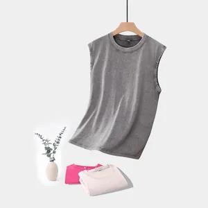 Heavyweight 230G washed vintage cotton sleeveless tank top in loose fit minimalist style