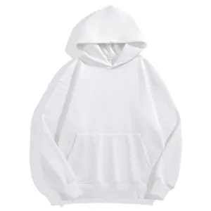 Premium heavyweight white oversized drop shoulder hoodie with large kangaroo pocket