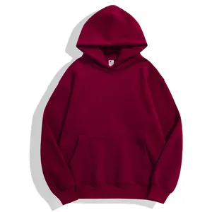 Deep maroon heavyweight oversized hoodie with fleece lining and kangaroo pocket