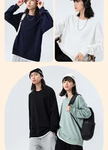 High-quality 360g drop-shoulder crewneck sweatshirts in versatile colors for couples