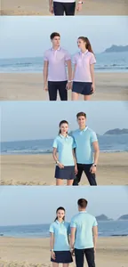 Polos d'été en coton mercerisé pour hommes et femmes sur une plage ensoleillée.