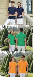 Polos à manches courtes en coton mercerisé en couleurs bleu marine, vert et orange