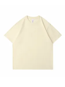 T-shirt girocollo in puro cotone pesante 230g color crema, modello base a tinta unita