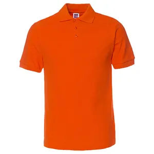 Classic orange 220g cotton short-sleeve polo shirt with ribbed collar and cuffs