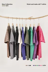 Collection de T-shirts en coton lourd 230g délavés vintage en tons de terre