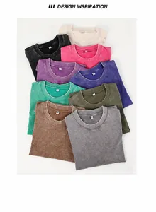Détails de t-shirts colorés en coton 230g, délavage acide vintage, coupe ample et tombante