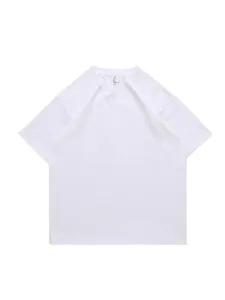 Heavyweight white cotton oversized T-shirt with dropped shoulder American style