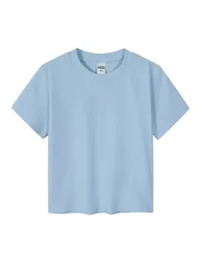 T-shirt court bleu clair coupe ajustée style vintage à manches courtes pour femme mode été