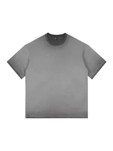 Vintage washed grey cotton cropped T-shirt with a heavy 240g American style look