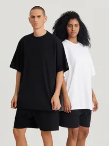 T-shirt oversize in cotone 260g con spalle scese in bianco e nero per stile unisex