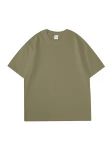 T-shirt oversize in puro cotone con scollo rotondo e spalla scesa colore verde oliva