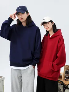 Oversized heavyweight hoodies for men and women in navy blue and red color options