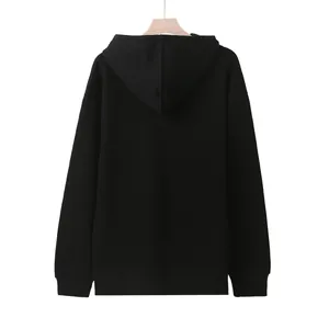 Detailed back view of a high-quality 320G black oversized hoodie with ribbed cuffs.