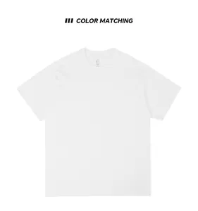 T-shirt girocollo oversize in puro cotone bianco pesante di alta qualità, vista dettagliata