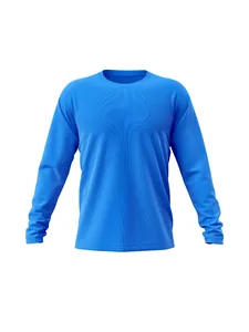 T-shirt de sport bleu à manches longues à séchage rapide avec un col rond classique