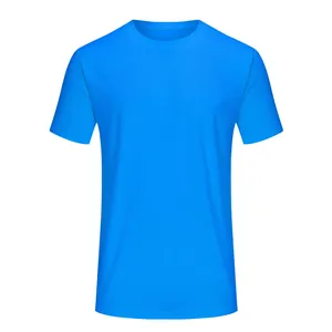 Classic bright blue quick-dry sports t-shirt with breathable textured fabric design