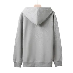 Back view of an oversized grey 320g cotton hoodie with a comfortable loose fit