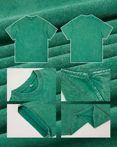 Vues macro détaillées de la texture d'un t-shirt en coton épais délavé vert herbe