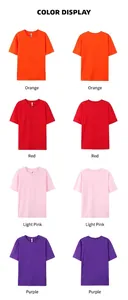 Display of various colors for the 180G cotton crew neck T-shirts in both front and back views.