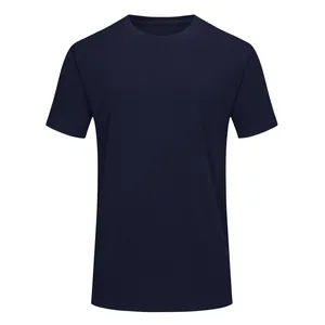 Premium dark navy quick-dry athletic T-shirt featuring round neck and short sleeves