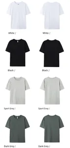 Plain cotton round neck short sleeve T-shirts in four colors front and back views