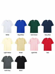 Color selection of 220g premium combed cotton crewneck short-sleeve T-shirts for men.