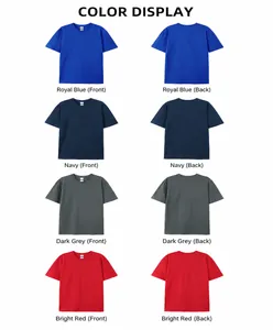 Detailed color display of 220g crew neck cotton T-shirts in multiple colors