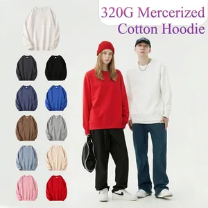 Felpa in cotone pesante 320g oversize con girocollo per uomo e donna in vari colori vivaci