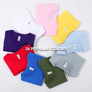 High-quality 180G pure cotton crew neck T-shirts available in 26 vibrant popular colors