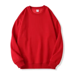 Felpa girocollo rossa oversize da 320g con spalle scese in cotone di alta qualità per uomo