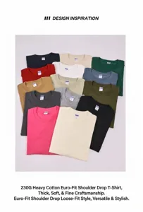 Selection of vibrant colors for 230g heavyweight cotton drop shoulder loose fit T-shirts