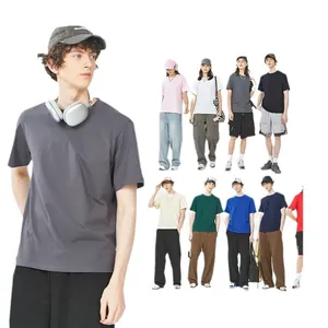 Premium 220g combed cotton men's crewneck T-shirt in multiple colors