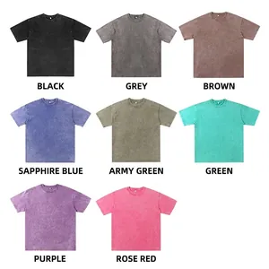 Vintage distressed 250G heavyweight cotton washed T-shirts in multiple color options