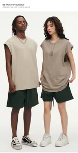 Full body shot of models wearing oversized 270g heavy cotton sleeveless tank tops